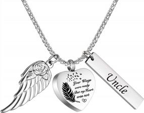 img 4 attached to Urn Necklaces For Ashes Memorial Cremation Jewelry For Ashes, Heart Urn Locket Waterproof Keepsake Pendant Urn Jewelry With Your Wings Were Ready But My Heart Was Not Words Carved & Funnel Kit & Bag