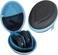 hetmitshell hard eva travel case for mpow 059 bluetooth headphones - over ear hi-fi stereo wireless headset with foldable design and soft memory-protein earmuffs (black case, blue zipper) логотип