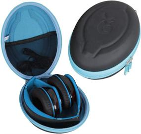 img 4 attached to Hetmitshell Hard EVA Travel Case for Mpow 059 Bluetooth Headphones - Over Ear Hi-Fi Stereo Wireless Headset with Foldable Design and Soft Memory-Protein Earmuffs (Black Case, Blue Zipper)