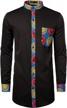 lucmatton men's dashiki shirt: stylish african pattern patchwork design long sleeve nehru collar elongated logo