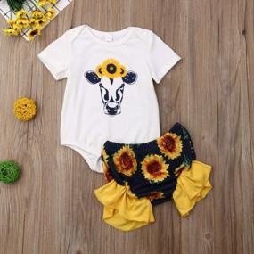 img 2 attached to 0-24M Newborn Baby Girls Sunflower Romper & Shorts Outfit Set - Toddler 2 Piece Clothes