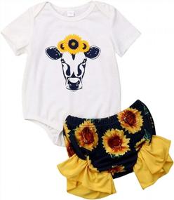 img 4 attached to 0-24M Newborn Baby Girls Sunflower Romper & Shorts Outfit Set - Toddler 2 Piece Clothes