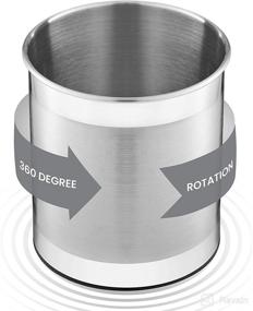 img 2 attached to 🍴 Ultimate Stainless Steel Kitchen Utensil Holder - Rotating Caddy, Weighted Base, Easy Cleaning & Organizing - Countertop Utensil Organizer