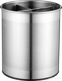 img 4 attached to 🍴 Ultimate Stainless Steel Kitchen Utensil Holder - Rotating Caddy, Weighted Base, Easy Cleaning & Organizing - Countertop Utensil Organizer