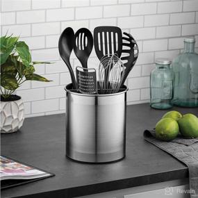 img 3 attached to 🍴 Ultimate Stainless Steel Kitchen Utensil Holder - Rotating Caddy, Weighted Base, Easy Cleaning & Organizing - Countertop Utensil Organizer