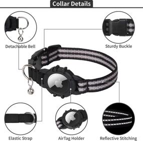 img 1 attached to 🐈 GPS Cat Collar with AirTag Integration, FEEYAR Reflective Cat Collar for Apple AirTag, Black Lightweight Tracker Collars for Girl & Boy Cats, Kittens, and Puppies with Bell Holder