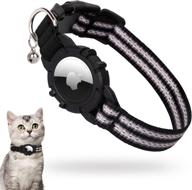 🐈 gps cat collar with airtag integration, feeyar reflective cat collar for apple airtag, black lightweight tracker collars for girl & boy cats, kittens, and puppies with bell holder logo