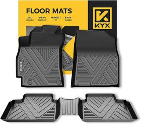 img 4 attached to 🚗 KYX Floor Mats - 2021-2023 Elantra (Non-hybrid) - All-Weather Floor Liners - 1st and 2nd Row - Front & Rear - Car Mats TPE Black