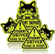 🚗 ensuring road safety: set of 3 reflective student driver magnets with classic style - new driver sticker, patient please sign & keep distance decal логотип