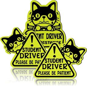 img 4 attached to 🚗 Ensuring Road Safety: Set of 3 Reflective Student Driver Magnets with Classic Style - New Driver Sticker, Patient Please Sign & Keep Distance Decal