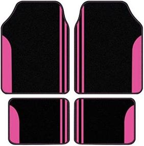 img 2 attached to 🚗 Flying Banner Universal Size Carpet Floor Mats - Anti-Slip Waterproof Lady Female Colorful - Suitable for SUVs, Trucks, Sedans, Vans - Set of 4 (Pink/Black)