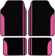 🚗 flying banner universal size carpet floor mats - anti-slip waterproof lady female colorful - suitable for suvs, trucks, sedans, vans - set of 4 (pink/black) logo