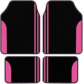 img 3 attached to 🚗 Flying Banner Universal Size Carpet Floor Mats - Anti-Slip Waterproof Lady Female Colorful - Suitable for SUVs, Trucks, Sedans, Vans - Set of 4 (Pink/Black)