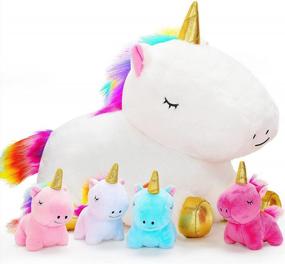 img 4 attached to KMUYSL Unicorn Toys For Girls Ages 3 4 5 6 7 8+ Year - Unicorn Mommy Stuffed Animal With 4 Baby Unicorns In Her Tummy, Valentines Birthday Gifts Soft Plush Toys Set For Baby, Toddler, Girls, Kids