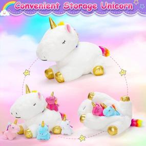 img 3 attached to KMUYSL Unicorn Toys For Girls Ages 3 4 5 6 7 8+ Year - Unicorn Mommy Stuffed Animal With 4 Baby Unicorns In Her Tummy, Valentines Birthday Gifts Soft Plush Toys Set For Baby, Toddler, Girls, Kids
