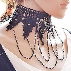 img 2 attached to Women'S Halloween Lace Skull Choker Necklace Vintage Black Decorative Accessory