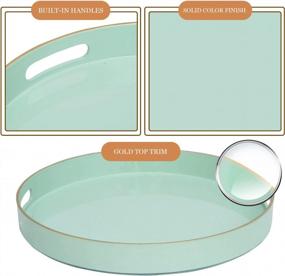 img 2 attached to Stylish Mint Green Round Tray With Handles - Perfect For Coffee Table Or Bathroom Decor - 13" Plastic Serving Tray For Ottoman Or Tea