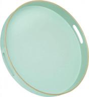 stylish mint green round tray with handles - perfect for coffee table or bathroom decor - 13" plastic serving tray for ottoman or tea logo