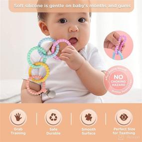 img 1 attached to 🍼 Silicone Baby Teething Toy Set with Pacifier Clip - Chewable Rings for Infants & Toddlers -Food Grade Silicone Anti-Drop