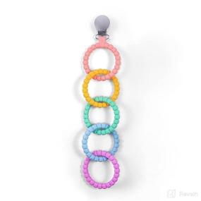 img 4 attached to 🍼 Silicone Baby Teething Toy Set with Pacifier Clip - Chewable Rings for Infants & Toddlers -Food Grade Silicone Anti-Drop