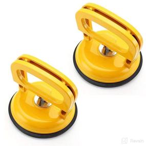 img 4 attached to 🔩 2 Pack Heavy Duty Glass Suction Cup - Aluminum Vacuum Plate Dent Puller for Glass, Tiles, Mirror, Granite - Double Handle Locking Power Grip Lifter