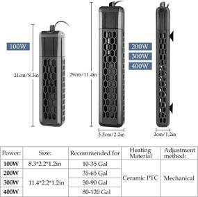 img 3 attached to 🐠 HITOP PTC Adjustable Aquarium Heater: Sturdy Fish Tank Heater with Protective Cover - Ideal for Fresh/Saltwater Fish/Turtle Tank up to 120 Gallons, 100W/200W/300W/400W