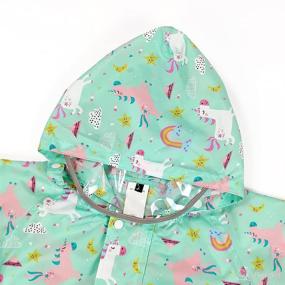 img 3 attached to Adorable Dinosaur Rain Coat for Baby Girl | Kids Rain Wear Toddler Rain Poncho | One-Piece Rain Suit | Medium Aquamarine M | Ages 3-5 Years