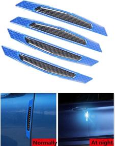 img 3 attached to 🚗 Universal 4-pack of ZYTC 3D Super Blue Reflective Stickers for Car Side Door Edge Bumper. Features Real Carbon Fiber Strips for Anti-Scratch Protection and Stylish Trim.