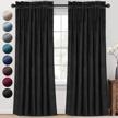 thick black velvet curtains with thermal insulation for bedroom - decorative rod pocket drapes for noise reduction, soundproofing - set of 2 panels, each 52 x 84 inches logo