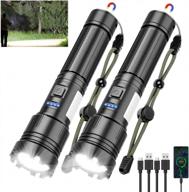 2000lumen rechargeable led flashlight: magnetic with cob sidelight, fast charge, usb output, zoomable & waterproof - ideal for camping & emergencies logo