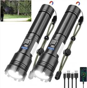 img 4 attached to 2000Lumen Rechargeable LED Flashlight: Magnetic With Cob Sidelight, Fast Charge, USB Output, Zoomable & Waterproof - Ideal For Camping & Emergencies