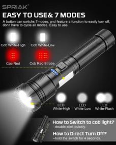 img 1 attached to 2000Lumen Rechargeable LED Flashlight: Magnetic With Cob Sidelight, Fast Charge, USB Output, Zoomable & Waterproof - Ideal For Camping & Emergencies