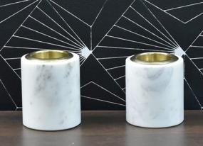 img 1 attached to Brass Inlaid Marble T Light Candle Holder: Perfect Décor For Weddings, Parties, And Holidays