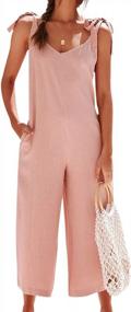 img 3 attached to Comfortable Chiffon Sleeveless Jumpsuits for Women with Pockets 💃 - Tank Top and Wide Leg Long Pants Jumpsuit Rompers