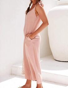 img 1 attached to Comfortable Chiffon Sleeveless Jumpsuits for Women with Pockets 💃 - Tank Top and Wide Leg Long Pants Jumpsuit Rompers