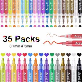 img 4 attached to IVSUN 35 Premium Acrylic Paint Markers With Extra Fine And Medium Tips - Long-Lasting Paint Pen Set For Rock, Wood, Metal, Plastic, Glass, Canvas, Ceramic, Easter Eggs - Vibrant Color Palette