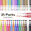 ivsun 35 premium acrylic paint markers with extra fine and medium tips - long-lasting paint pen set for rock, wood, metal, plastic, glass, canvas, ceramic, easter eggs - vibrant color palette logo