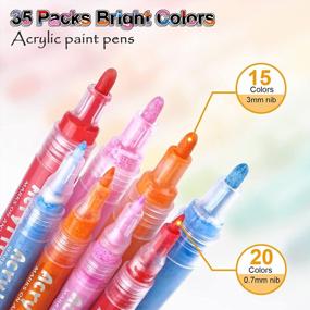 img 3 attached to IVSUN 35 Premium Acrylic Paint Markers With Extra Fine And Medium Tips - Long-Lasting Paint Pen Set For Rock, Wood, Metal, Plastic, Glass, Canvas, Ceramic, Easter Eggs - Vibrant Color Palette