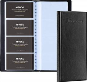 img 4 attached to 400 Card Capacity, Black Pu Leather Business Card Organizer Book For Men - MROCO Business Credit Card Holder.