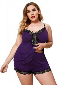 img 4 attached to Comfortable And Stylish: Plus Size Modal Pajama Set With Lace Details For Women