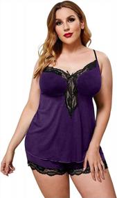 img 2 attached to Comfortable And Stylish: Plus Size Modal Pajama Set With Lace Details For Women