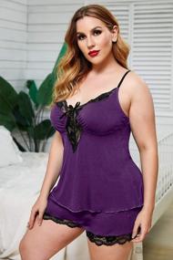 img 1 attached to Comfortable And Stylish: Plus Size Modal Pajama Set With Lace Details For Women