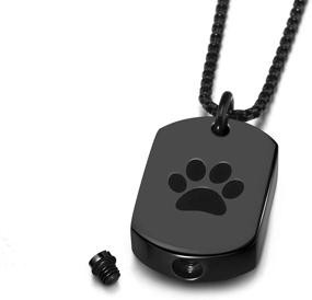 img 1 attached to 🐾 PiercingJ Personalized Stainless Steel Pet Ashes Urn Necklace - Engraved Memorial Jewelry Paw Print Keepsake Locket Pendant for Cat or Dog Sympathy - Cremation Urn with Fill Kit - Loss of Pet