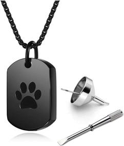 img 4 attached to 🐾 PiercingJ Personalized Stainless Steel Pet Ashes Urn Necklace - Engraved Memorial Jewelry Paw Print Keepsake Locket Pendant for Cat or Dog Sympathy - Cremation Urn with Fill Kit - Loss of Pet