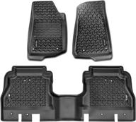 🚙 2020-current jeep gladiator all-terrain floor liner kit by rugged ridge 12987.44 - black logo