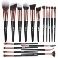 professional makeup brush set - 18 synthetic brushes for foundation, powder, concealers, eye shadows - black gold color scheme логотип