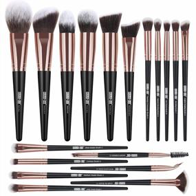 img 4 attached to Professional Makeup Brush Set - 18 Synthetic Brushes For Foundation, Powder, Concealers, Eye Shadows - Black Gold Color Scheme