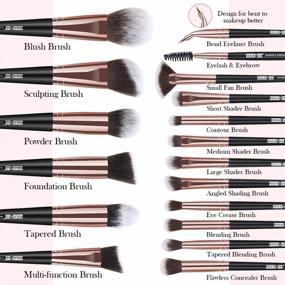 img 3 attached to Professional Makeup Brush Set - 18 Synthetic Brushes For Foundation, Powder, Concealers, Eye Shadows - Black Gold Color Scheme