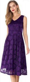 img 4 attached to Floral Lace Elegance: Noctflos Women'S Sleeveless V-Neck Cocktail Dress Perfect For Wedding Guests And Parties