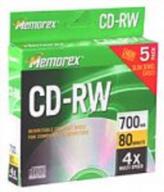 📀 memorex 700mb/80-minute 4x cd-rw media (5-pack) - limited stock last chance! logo